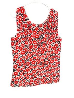 Cabi Sleevless Sheer Blouse Ruffle V-Neck Women’s Size Medium